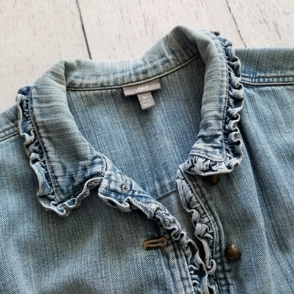 J. Jill Ruffle Trim Denim Jacket - Picture 7 of 8
